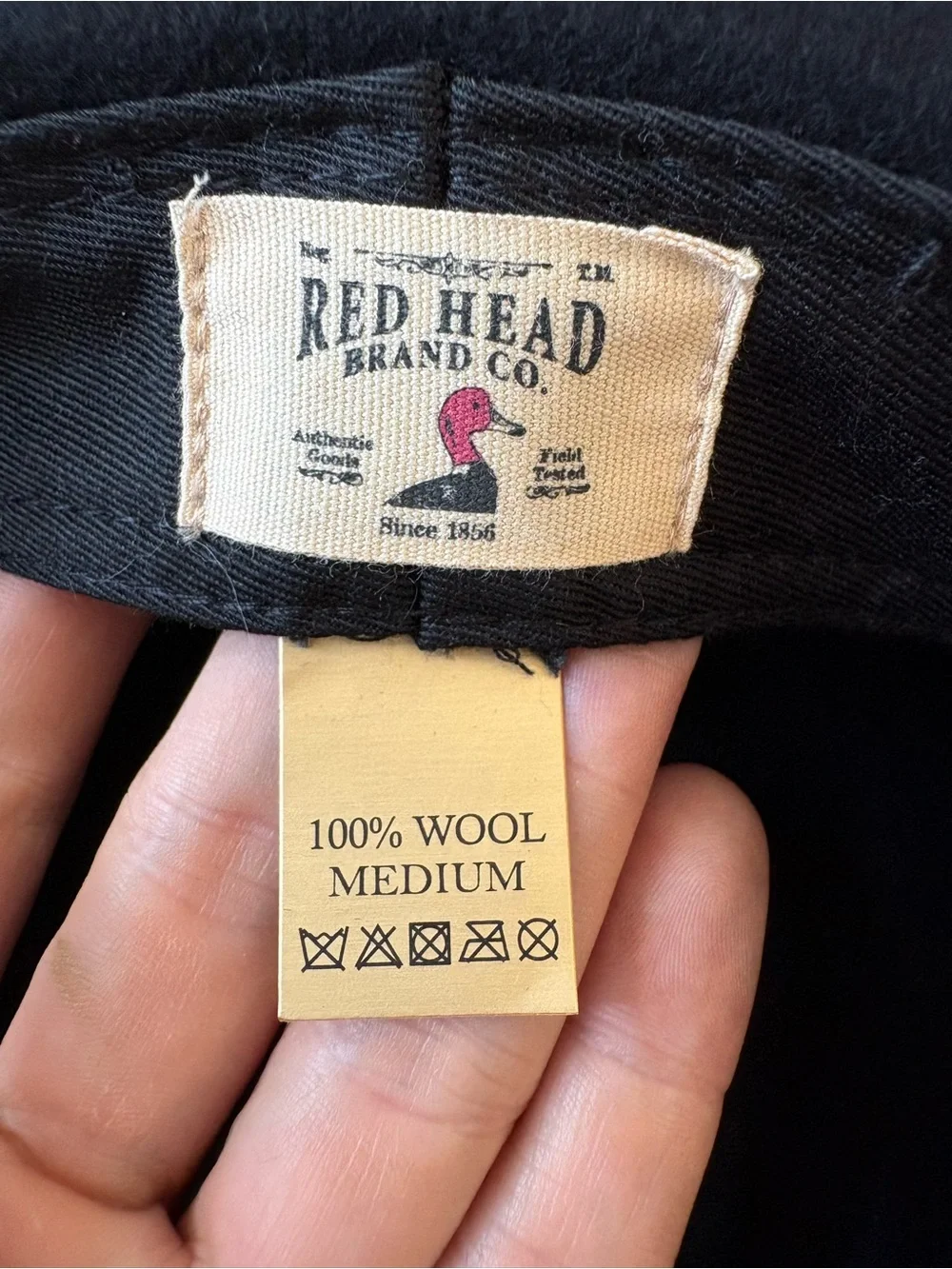 Redhead Wool Felt Fedora Outback Hat Black M Western Band Ranch Cowboy Teardrop